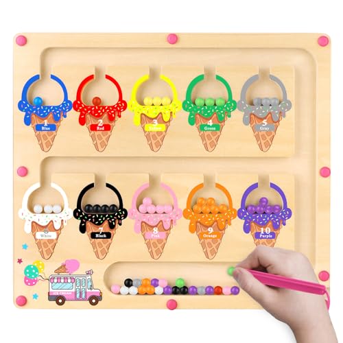 Konijiwa Presente menina 3 anos labirinto magnético de cores e números brinquedos Montessori para crianças de 3 anos presentes brinquedos jogos menina menino 3 4 anos brinquedos para classificar cores