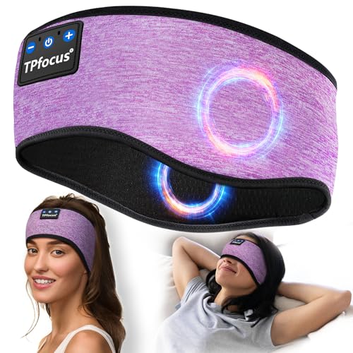 TPfocus Auriculares para dormir ASMR auriculares Bluetooth presente para homem e mulher, banda desportiva sem fios recarregável Bluetooth para correr, viagens e relaxamento (roxo)