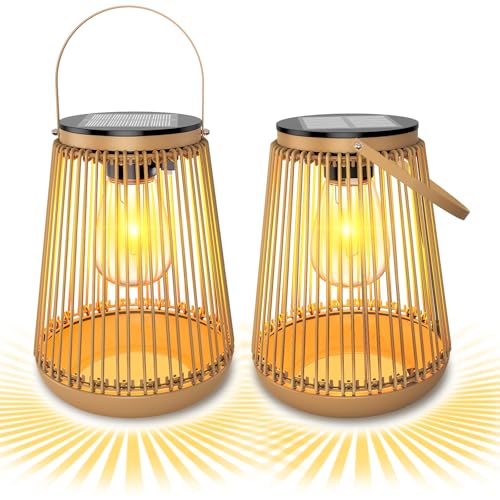 KagoLing Lanternas solares exteriores, 2 peças lanternas solares exteriores, IP65 LED impermeável, decorações candeeiro solar exterior para jardim, terraço, varanda, relva, alpendre, pátio, campismo