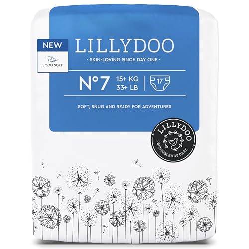 Fraldas LILLYDOO delicadas com a pele - tamanho 7 (15 kg), 17 unidades, proteção contra fugas, macias, sem perfumes ou loções e dermatologicamente testados