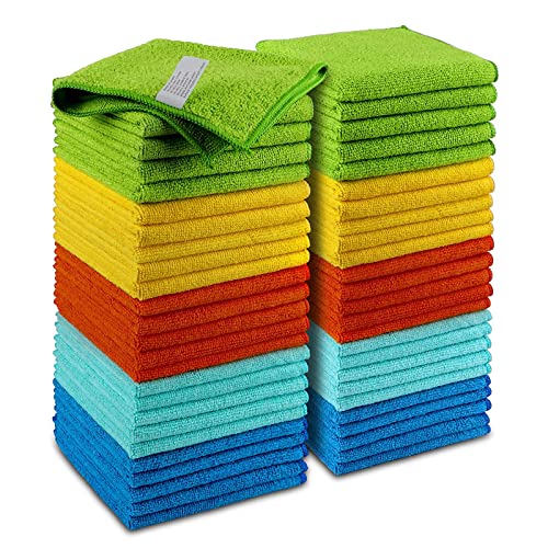 AIDEA Panos de limpeza de microfibra 50 unidades - sem pelos, sem riscos, toalha de limpeza absorvente para carros, SUV, caravanas, camiões e barcos, presentes, 30 x 30 cm