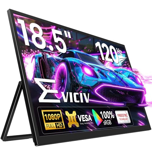 EVICIV Monitor portátil grande de 18,5 polegadas 120 Hz 1920 x 1080 FHD IPS cuidado com os olhos jogo de azar ecrã portátil com Kickstand mini HDMI USB C para PC telemóvel P-S4/5 Xbo