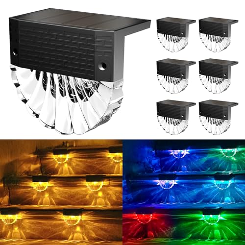 FIFlying Luzes solares LED para exterior e jardim, 6 peças luz solar exterior, IP65 impermeável holofotes LED solares, 3 modelos de luz solar e jardim, auto-ON/OFF luzes solares para cerca pátio