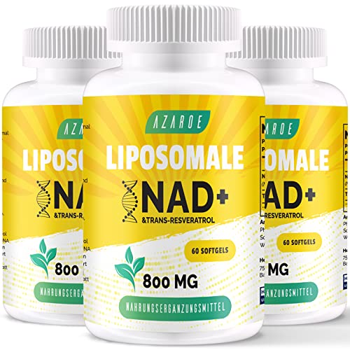 Nad lipossomal e Trans-Resveratrol 800 mg cápsulas macias, alternativa ao NMN mais eficiente que o NMN, alta absorção, suplemento real de Nad para reparação de células (60 unidades (embalagem de 3))