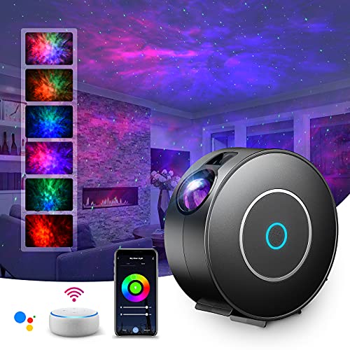 SUPPOU Projetor LED Alexa céu estrelado, Smart Nightlight 3D Galaxy projetor estrelado candeeiro para crianças adultos com regulador RG/controlo de voz/conexão WiFi/compatível com Alexa Google