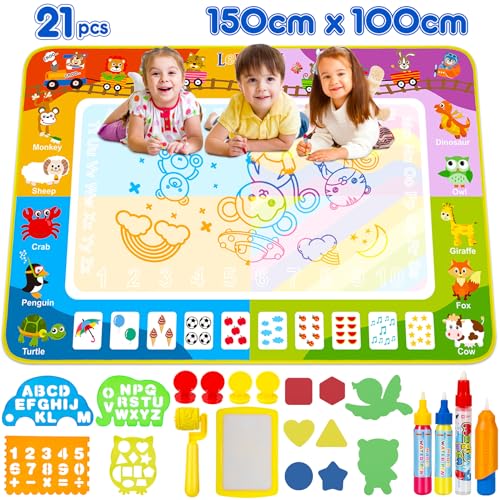 lenbest Brinquedos crianças 2 3 Anos - 150 x 100 cm tapete pintar água crianças - brinquedos para menina 2 3 4 anos - jogos educativos - presente menino menina