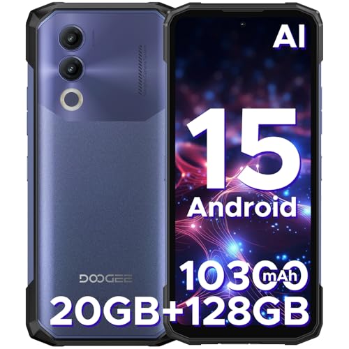 DOOGEE Blade 20 telemóvel resistente Android 15, 20 GB RAM+128 GB ROM/2TB, telemóvel inquebrável 10300 mAh, 6,6" FHD+ 90Hz telemóvel inquebrável, Octa Core, 16 MP + 8 MP câmera, Widd evine L1