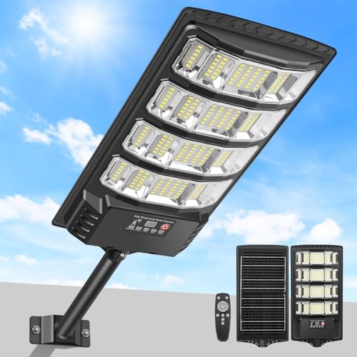 LEKIA Lanternas solares exteriores, potente farol solar com sensor de movimento, controlo remoto, grande ângulo de 320°, 6500 K, impermeável holofote solar luz de segurança para jardim, pátio, 1