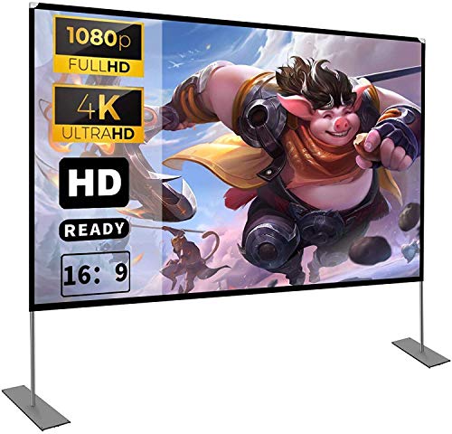 Tela do projetor com suporte de alumínio 100 polegadas 16: 9 HD instalação e operação adequada para cinema em casa e ecrã de projeção para exteriores