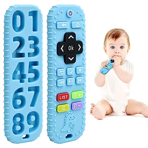 Alívio da dentição mordedores brinquedos para bebés 6-12 meses presentes, silicone mordedor controlo remoto brinquedos de casa de banho para 3-6 9 meses menino menina utismo, brinquedos de grau
