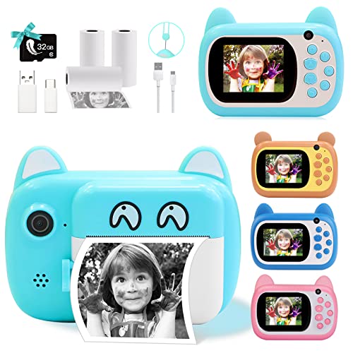 TOYOGO Câmara de fotos instantânea digital, ecrã LCD de 6,1 cm, para crianças com zoom de 6X, lente dupla de 24 megapixeis e gravador de vídeo 1080 P, para crianças (verde)