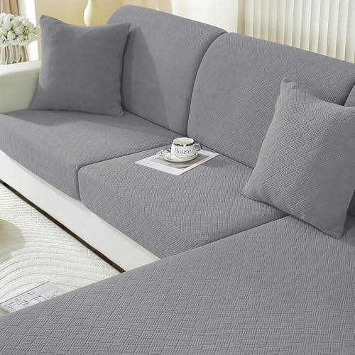 Ystyle Capa assento sofá elástico, anti-riscos capa almofada sofá separado ajustável, protetor de assento universal capa de almofada, lavável antiderrapante antimanchas, 2 assentos, cinzento claro)