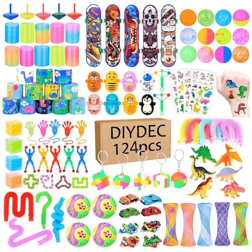 Brinquedos de aniversário para crianças, 124 brinquedos de festa a granel, brinquedos a granel, festa favores brinquedos para meninas meninos para aniversários, bolsas de presente de festa para