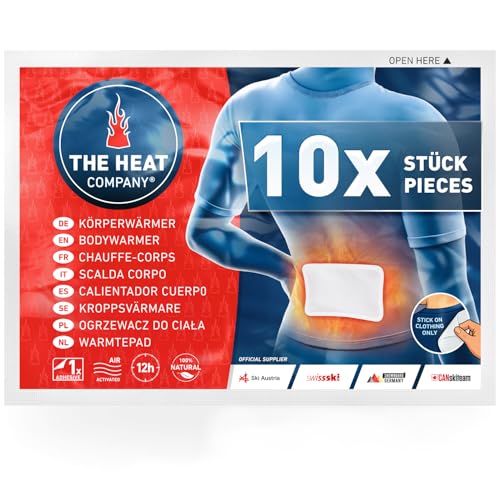 THE HEAT COMPANY Aquecedor de corpo - 10 peças - extra quente, autocolante - costas e pescoço quente, 12 horas de calor acolhedor - calor instantâneo - ativado pelo ar - puro natural