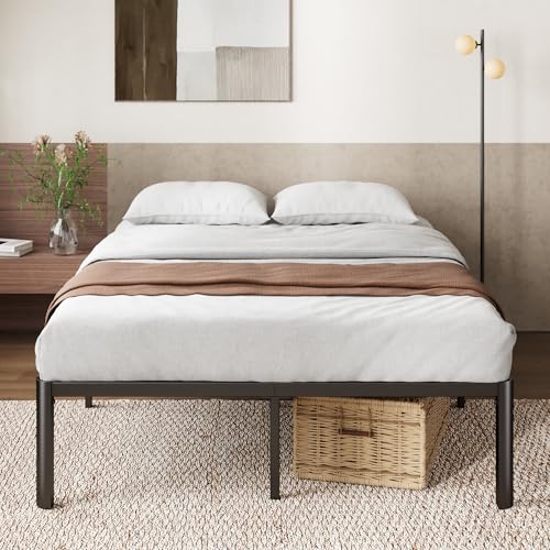 Zinus Van cama 150 x 200 cm - altura 41 cm com armazenamento debaixo da cama - moldura da cama de plataforma de metal - preto