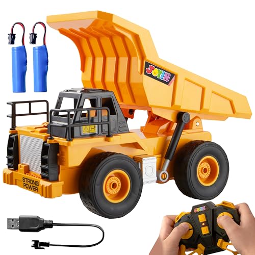 JOYIN Camião basculante brinquedo com controlo remoto, trator de brinquedo RC de 2,4 GHz com luz, veículos de construção, carro de brinquedo para crianças de 3 4 5 6 7 8 anos, presente de aniversário