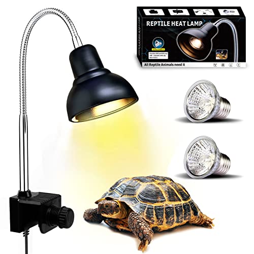 PewinGo Candeeiro para tartaruga, candeeiro de répteis e anfíbios com 2 lâmpadas de luz solar UVA UVB e braçadeira giratória de 360 °Adequado
