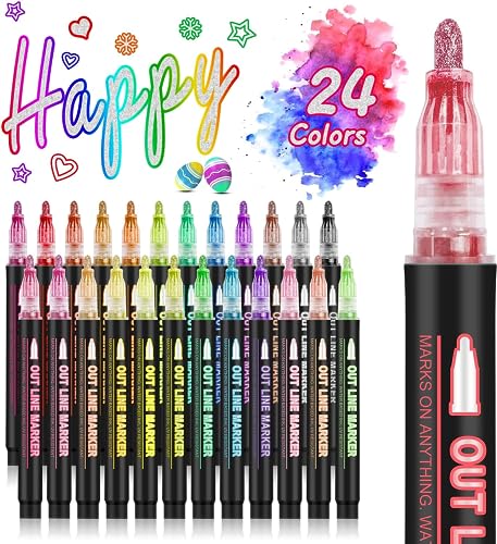 24 cores marcadores roxos, marcadores mágicos mudança de cor, Magic Marker marcadores mágicos brilhantes linha dupla para pintura, scrapbooking, artesanato crianças, presente menina 4-12 anos