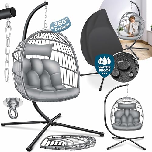 Kesser Poltrona pendente selva com estrutura de aço, poltrona pendurada grande, almofada suporte para cobertores, assento suspenso para interior - baloiço para exteriores para crianças e adultos, cor