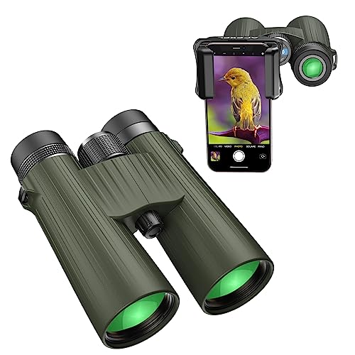 APEXEL 12 x 50 Binóculos com adaptador de telemóvel, binóculos profissionais com visão noturna, impermeável IPX7/BAK4/FMC para observação de aves e atividades ao ar livre