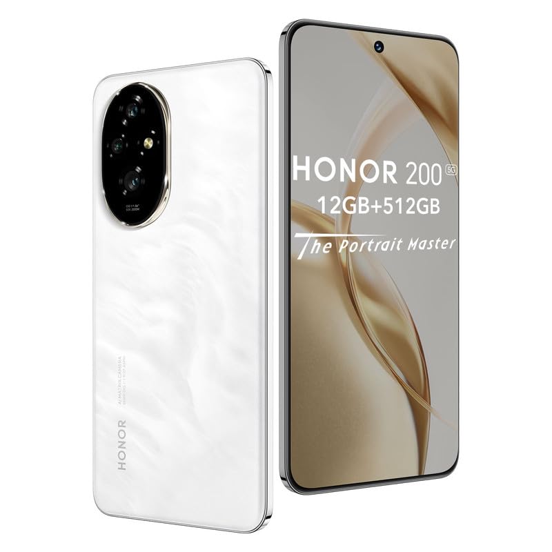 HONOR 200 Smartphone 5G - ROM 512GB, Bateria 5200 mAh, Snapdragon 7s Gen 3, Câmara tripla 50 MP,Ecrã 6,7'', Dual SIM, NFC, MagicOS 8.0/Android 14 - branco