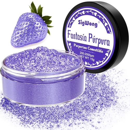 Purpurina Comestível, 15 g Sprinkles purpurina comestível decoração de substituição, comida comestível para bolo, madalenas, bebidas, chocolate - fantasia roxo