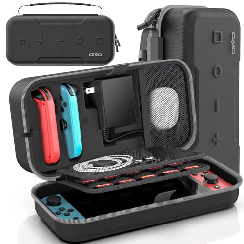 OIVO Funda para Nintendo Switch/OLED, Funda de Transporte para Consola y Accesorios de Nintendo Switch, Funda de Viaje Switch con 20 Ranuras para Tarjetas de Juego - Gris
