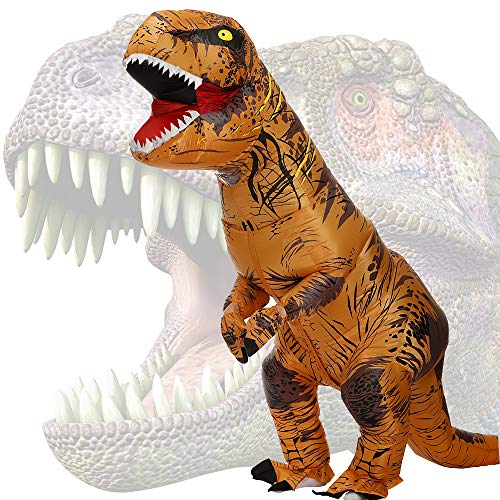 JASHKE Fato insuflável de tiranossauro, roupa de dinossauro engraçada