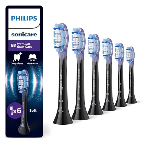 Philips Sonicare G3 Premium Gum Care, cabeças de escova de dentes de substituição originais, preto, pacote de 6, HX9056/88