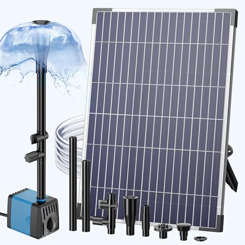 Biling Bomba solar para lagoa para exteriores, 12 W, 450 l/h, bomba solar para fontes com 4 bicos, tubo de 2 m, fonte solar para jardim, lagoa, riacho, cascata, circuito de água