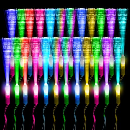 Varetas luminosas de fibra de vidro coloridas 24 unidades LED com bateria, brinquedo de presente para festas infantis, adequado para festas noturnas, discotecas, concertos, Natal, clube,