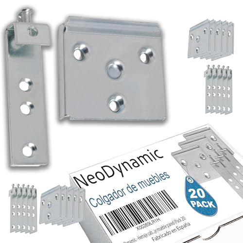 NeoDynamic - Hardware pendurar móveis cozinha | Hardware cabeceira | fixação móvel parede | pendurar móveis parede (20 unidades)