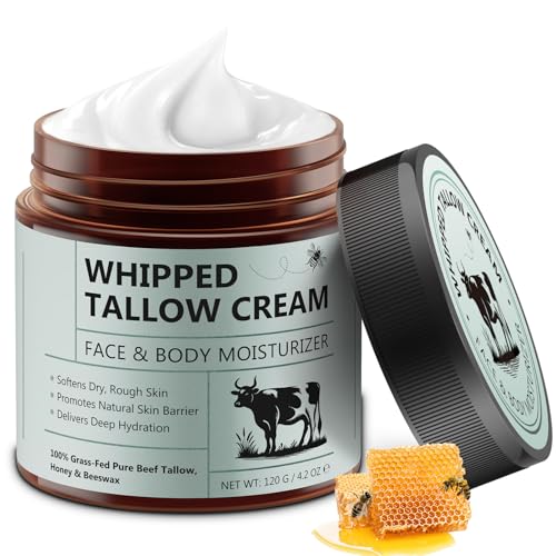 Beef Tallow Creme, sebo de Res para a pele, 120 g, orgânico Bbridgerton de sebo e mel, hidratação profunda para rosto e corpo, sem fragrância e absorção rápida
