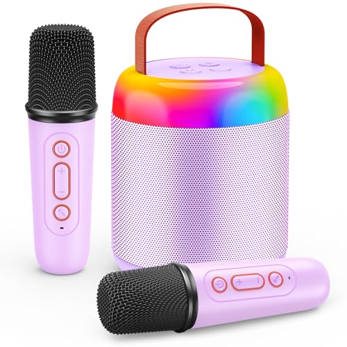 Karaoke 2 Microfones sem fios, presente galal para menina 3-12 anos microfone sem fios brinquedos menina 4 5 6 7 8 9 10 11 anos microfone karaoke infantil microfone presente de Natal