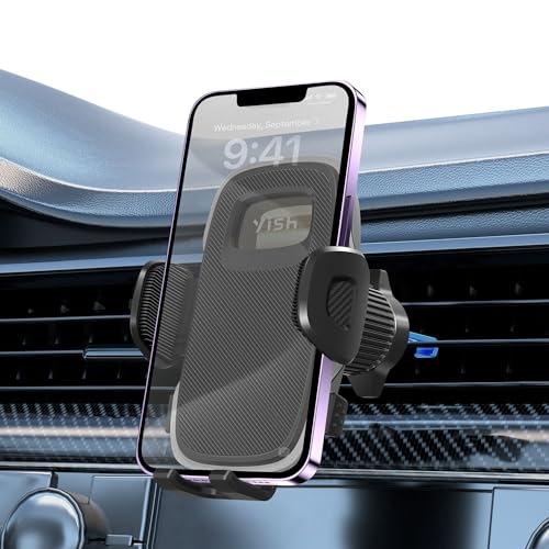 YISH Suporte móvel para carro: 360° suporte telemóvel carro, suporte telemóvel para carro [gancho melhorado e silicone] suporte telemóveis para carro, fixação móvel para carro com iPhone, Samsung,