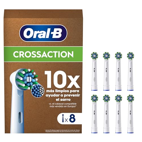 Oral-B Pro CrossAction Peças sobresselentes para escova de dentes elétrica, conjunto de 8 cabeças, branco, originais (tamanho da caixa de correio)