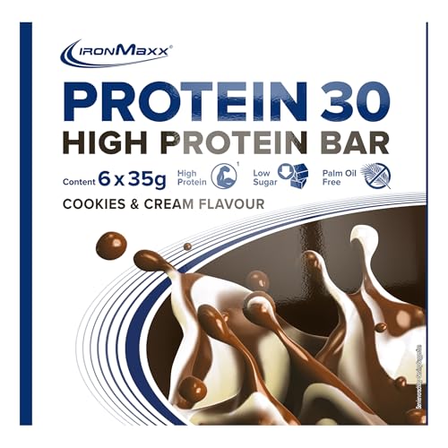 IronMaxx Protein 30 - barras de proteína - sabor: bolachas e creme- 6 x 35 g (pacote de 6 barras)