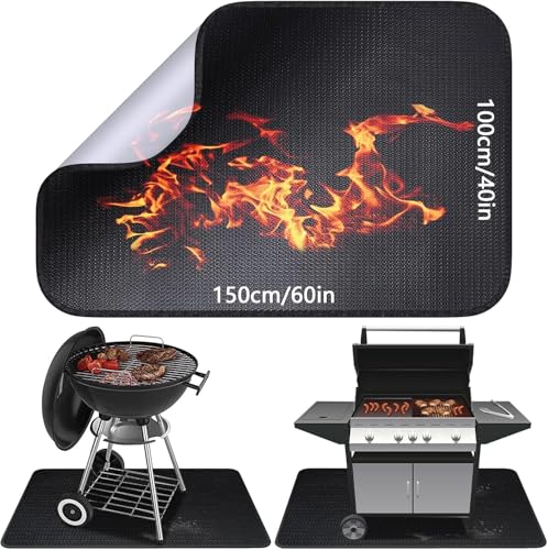 Alckijy Tappetino à prova de fogo Tappetino anticalor, pieghevole, 100 x 150 cm, tapete protetor de pavimento, Tappetini per griglia, piastra antiscinta, per barbecue, stufe, pavimenti, prati