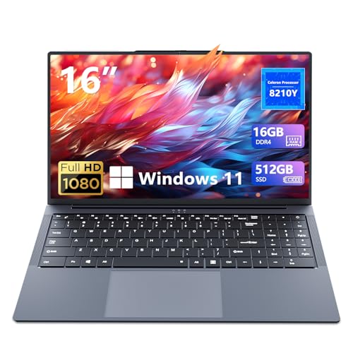 Computador portátil 15,6 polegadas, Win11 PC portátil Core I5-8210Y, processador, 16 GB RAM DDR4 512 GB SSD, computador portátil com IPS FHD ecrã, chave retro-elegível, tipo-C+TF Card Slot USB3.00