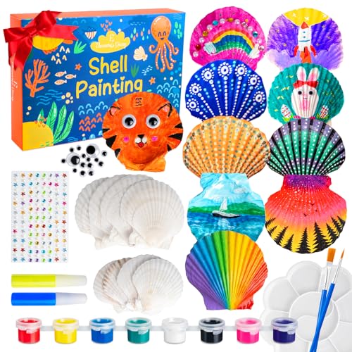 Jogo de pintura de conchas, Eleanore's Diary artesanato crianças, kit de pintura com conchas, brinquedos para meninas, pinturas para crianças, jogos de artesanato para meninas, presentes de Páscoa