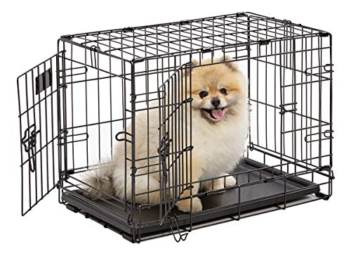 MidWest Homes for Pets iCrate modelo 1522DD Gaiola para cães recém-otimizada, com porta dupla, bandeja à prova de fugas, pernas protetoras comprimento de 58,42 cm, cor preta