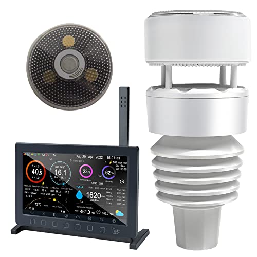 ECOWITT Wittboy Pro HP2564 Estação meteorológica, 7 em 1 jardim sensor sem fios ao ar livre WS90 alimentado por energia solar 7 polegadas de interior TFT ecrã a cores com botão tátil