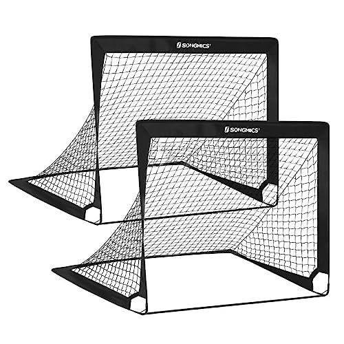 SONGMICS Conjunto de 2 suportes de futebol para crianças dobráveis, montagem rápida, para parque, praia, fibra de vidro elástica, tecido Oxford e poliéster