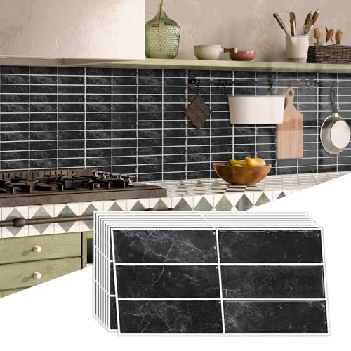 AMOYUN 16 peças 3D azulejos autocolantes cozinha, autocolantes de parede 15 x 30 cm vinil parede vinil vinil decorativos parede cozinha azulejos casa de banho vinil chão