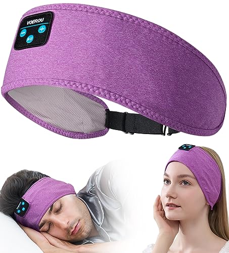 Voerou Auriculares para dormir, faixa de cabeça Bluetooth ajustável, sem fios, auriculares de música para dormir, gadgets tecnológicos para dormir de lado, treino, corrida, ioga, insónia, meditação