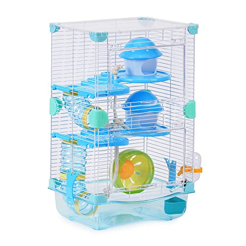Gaiola para hamster Roborowski gaiola para Hamster 27 * 20,5 * 47 cm gaiolas Hamsters grande com tubos alimentador de bebé aleatório (156)