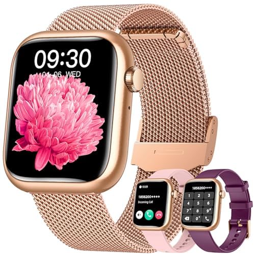 Relógio inteligente mulher Smartwatch com chamada: 1,83" ouro digital Smart Watch com Bluetooth Whatsapp pulso / monitor de sonho 123 modo desportivo pulseira atividade 3 correia para iPhone iOS