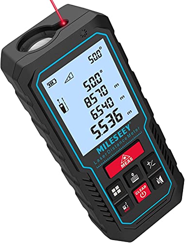 MILESEEY Telémetro laser 70 m, medidor laser de distância de precisão de ± 2 mm, sensor de ângulo eletrónico, níveis de bolha, pitágoras, altura, medição de área, função de silencioso, ecrã LCD