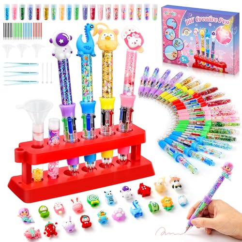 Bridokit 90 unidades kit de criação de canetas esferográficas, crie 20 canetas retrátil personalizadas, kit de artesanato para fabricante de marcadores para crianças, presente de aniversário para