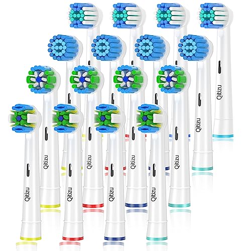 Qitizu Peças sobresselentes escovas compatível com Braun oral B escovas de dentes elétricas, cabeças de substituição, incluindo precisão, loss, cross, sensível (16 branco)